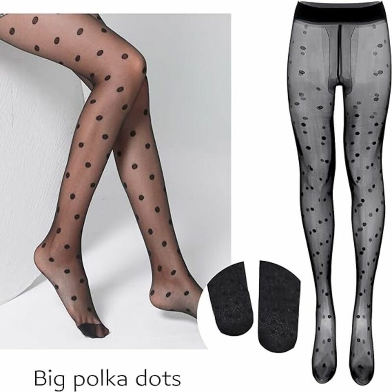 Stoking wanita Polka Dot, Pantyhose tipis nyaman, pinggang tinggi, stoking sutra elastis, Mode Polka Dot