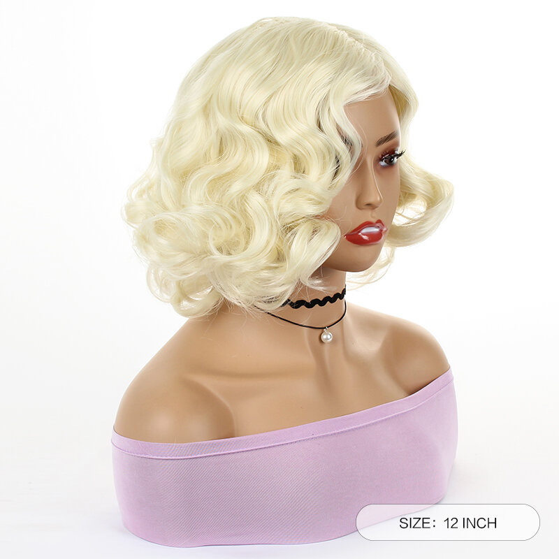 Peluca dorada de Marilyn Monroe para mujer, disfraz de cabello sintético con estilo para Halloween