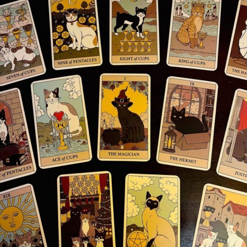 Tarot de la tierra de 10,3x6cm para gatos, baraja de 78 cartas para los amantes de los felinos