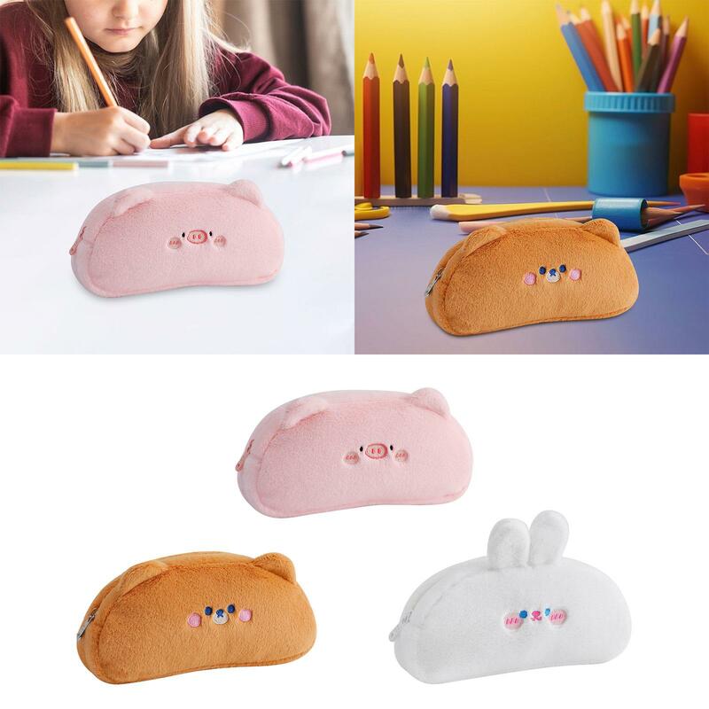 Plush Pencil Case Creative Lightweight Storage Bag Pens Holder Animal Stationery Pouch for Home Children Kids Office Accessories