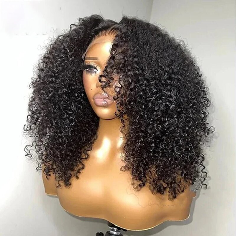 ZXBMALWIGS Kinky Curly Synthetic Soft Glueless Lace Front Wig Black Women With Baby Hair Preplucked