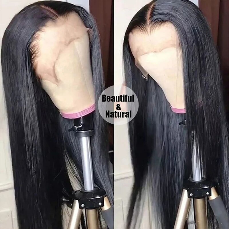 Lace Front Wig Human Hair Pre-Pulled Baby Hair Glue Free Human Hair Wig For Black Women Natural Color (20 Inch)