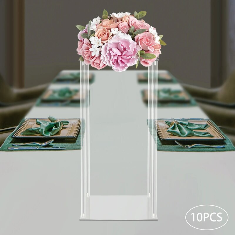 10Pack Acryl Bloemenvaas Helder Middelpunt Stand Voor Bruiloft Receptie Tafeldecoratie Helder Display Rack Luxe Bloemen