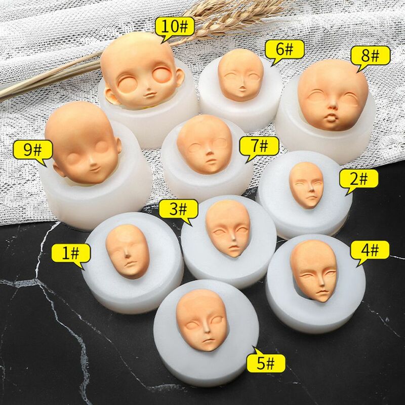 3D Facial Mould Boneca para Decoração Do Bolo, Candy Baking, Baby Face, Silicone Moldes, Clay Head Sculpting, Modificação Acessórios