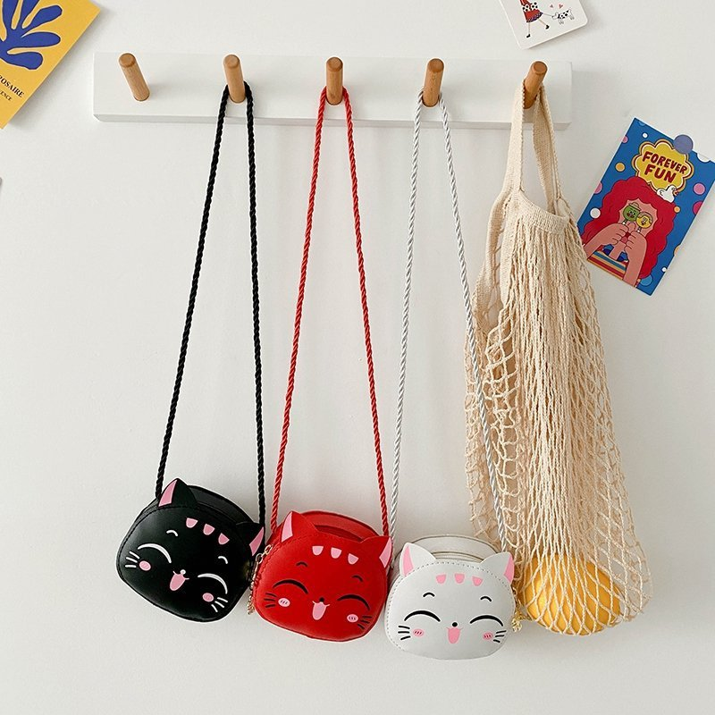 Neue Cartoon Kinder Umhängetasche niedliche Katze Kinder Mode Geldbörse Geldbörse Handtasche niedlichen Mini Umhängetasche für Mädchen und Jungen