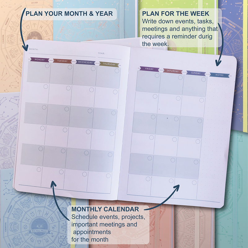 Planificador diario de objetivos sin fecha, Agenda Semanal mensual, organizador de calendario, cuaderno de productividad, 2024