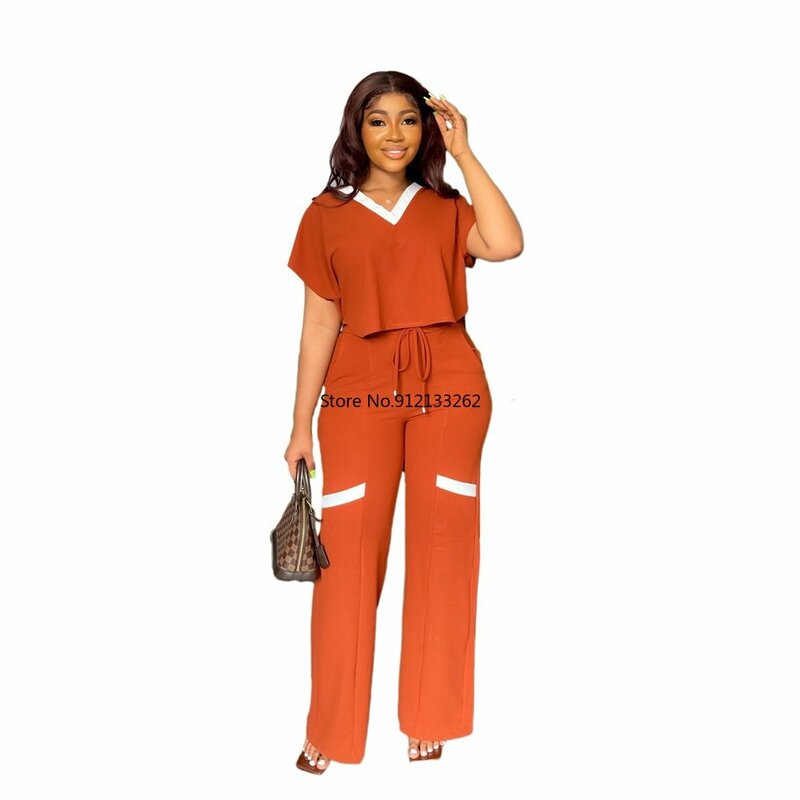 Sports Suit Straight-Leg Pants Summer Y2K Tshirt Top Women Straight Trousers Casual Short-Sleeved T-shirt Two-Piece Set