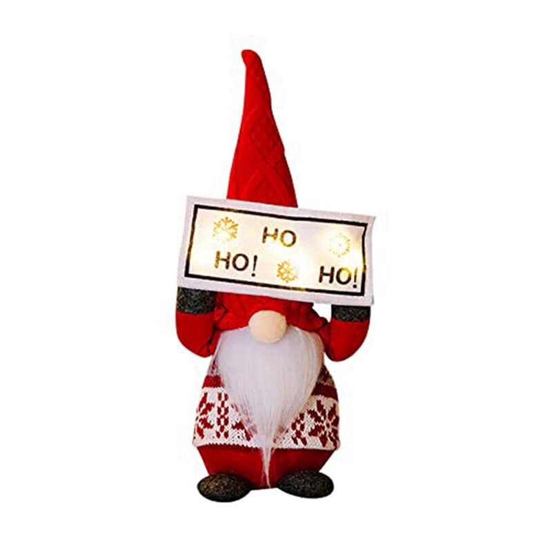 Gnomos de Navidad de felpa hechos a mano, adornos de Gnomo sueco Tomte con LED, muñecas de elfo escandinavo, estatuilla Nórdica
