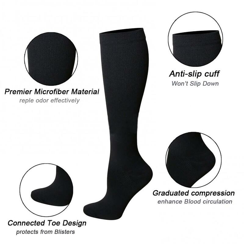 Solid Color Sports Socks for Women Compression Stockings Cycling Running Knee Length Socks Sportswear