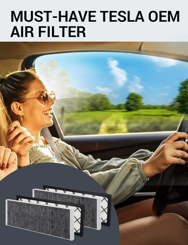 Filtro de aire de cabina para Tesla, reemplazo de filtro con carbón activado de admisión de aire HEPA, accesorios para modelo Y 2024 -2020