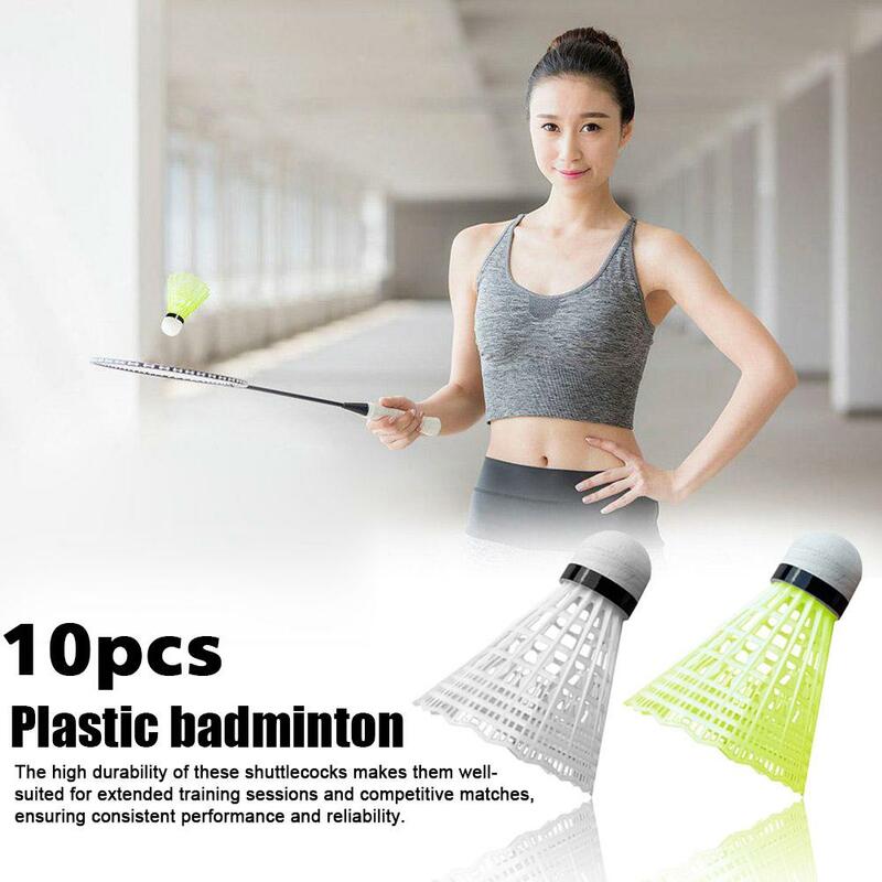 Kok Badminton plastik, bulu tangkis portabel ringan untuk latihan hiburan anak-anak 10 buah