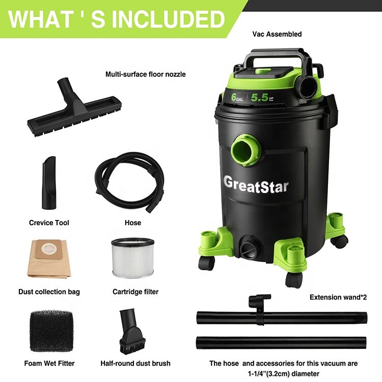 GreatStar powerful portable dry and wet vacuum cleaner 3 in 1 canister vacuum cleaner for home garage cars trucks vans wash