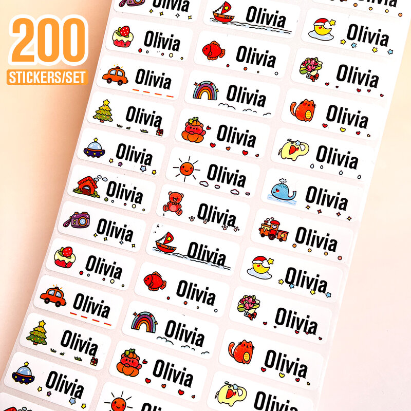Custom Name Sticker for Kids School Stationery Decals Personalized First Name Adhesive Label Waterproof Bottle Tag for Children