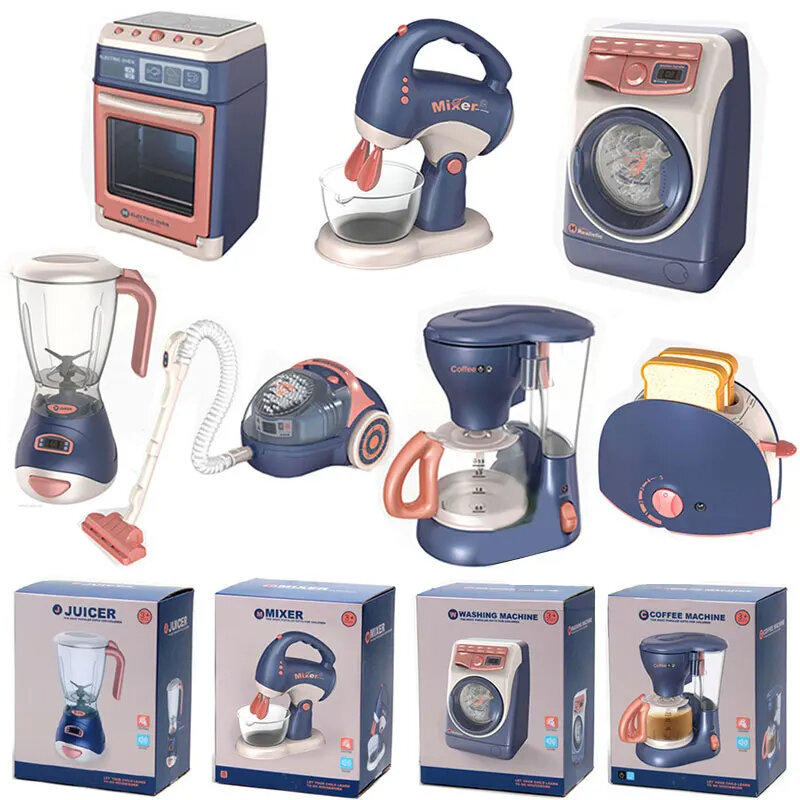 Aspirador elétrico para crianças, Pretend Kitchen Play Brinquedos, Vassoura de água, Dispensador de Juicer Doméstico, Máquina de lavar roupa com ferramentas leves