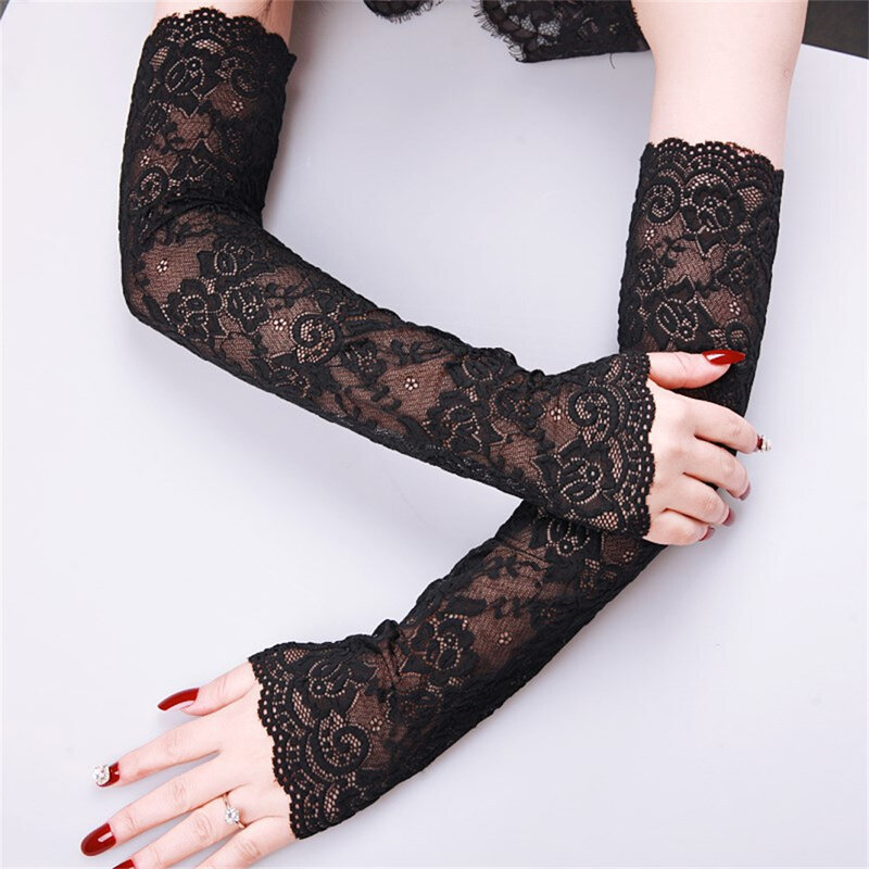 1/2/3PCS Lace Ice Sleeves Uv Blocking Lace Fabric Sleeve Sports Protectors Ice Silk Sleeves Womens Long Sleeves