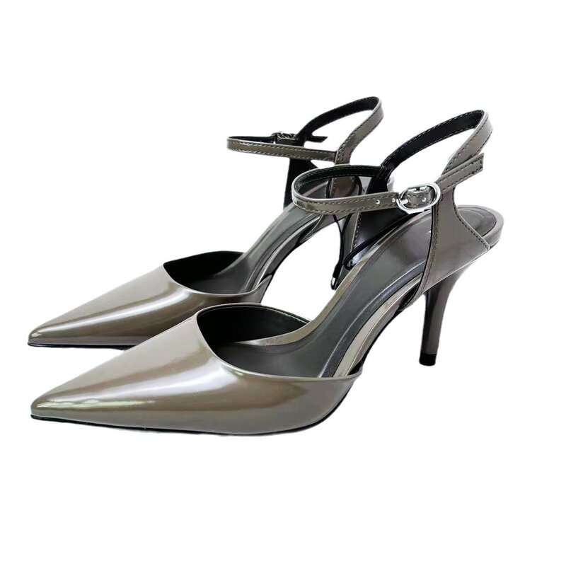 Chaussures à Talons Aiguilles Pointus pour Femmes, Sandales à Talons Hauts, Design de Niche Rétro, Nouvelle Mode 2024