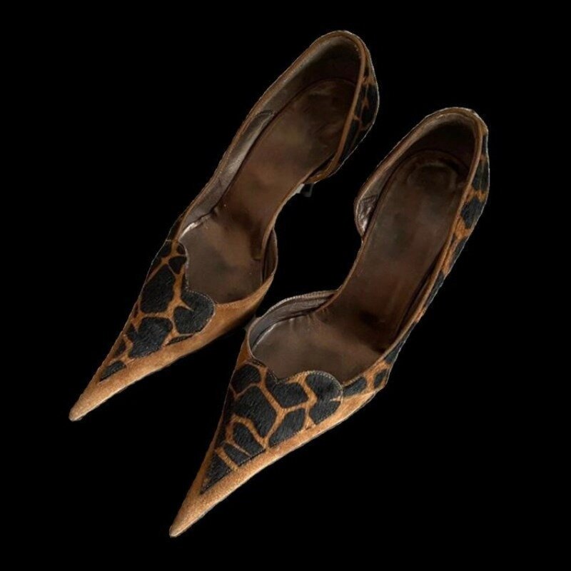 2024 New Sexy Leopard Print punta a punta tacchi a spillo scarpe da ufficio di alta qualità primavera comode scarpe da donna Slip-on