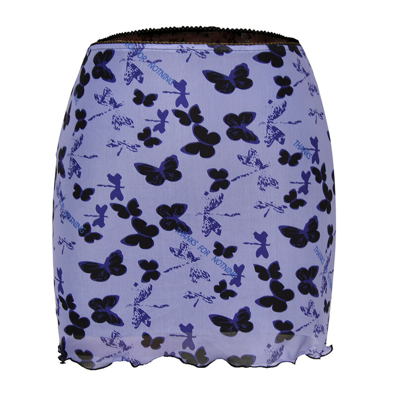 Мини-юбка с оборками Женская 2K, винтажная одежда, двухслойный торговый бренд, топ, Пастельная сетчатая мини-юбка с завышенной талией и краской