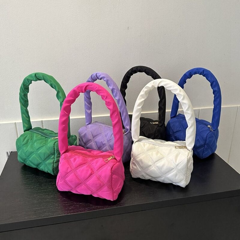 Bubble Plaid Embroidery Underarm Bag Korean Style Oxford Cloth Handbag Shoulder Bag Large Capacity Small Square Bag All-match
