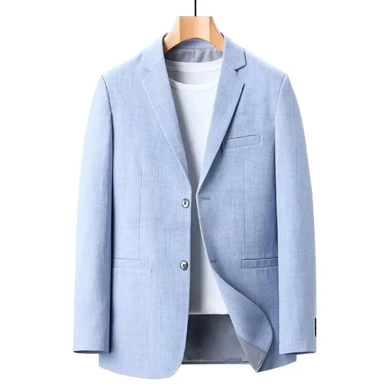 T48 blazer formal delgado para hombre, blazer informal de negocios, color sólido, ropa para hombre