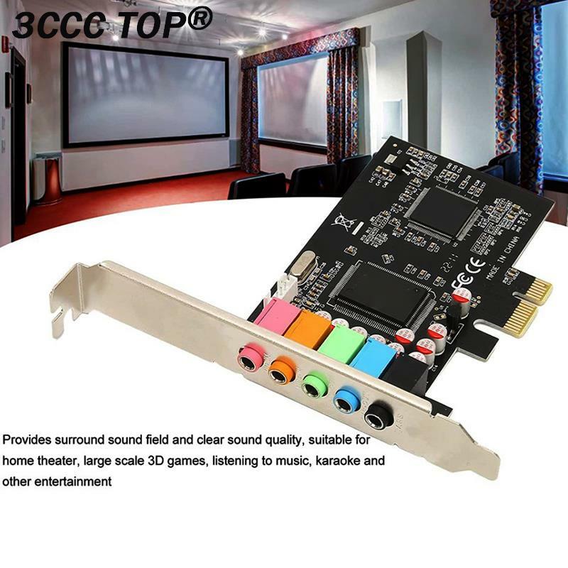 Pci-e 5,1 Soundkarte Computer PCIE 5,1 Kanal 3D Audio 6 Kanäle 3D-Spiele Musik Digital Soundkarte PCI Express 5,1 ch 24bit