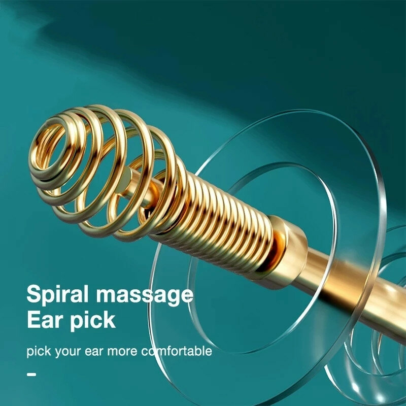 Usuwanie woskowiny 360 ° spiralny masaż patyczek do uszu czyszczenie kanału słuchowego elastyczna konstrukcja ze stali nierdzewnej narzędzia do pielęgnacji uszu makijaż