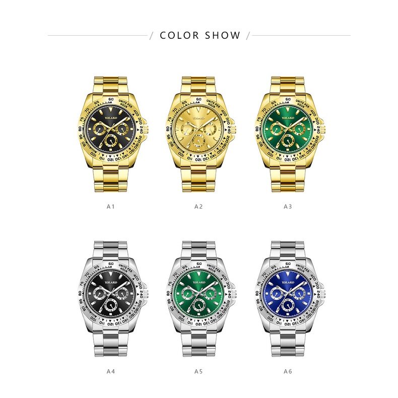 Kegllect 남성용 비즈니스 쿼츠 시계, 가짜 3 안 다이얼, 스테인레스 스틸 시계