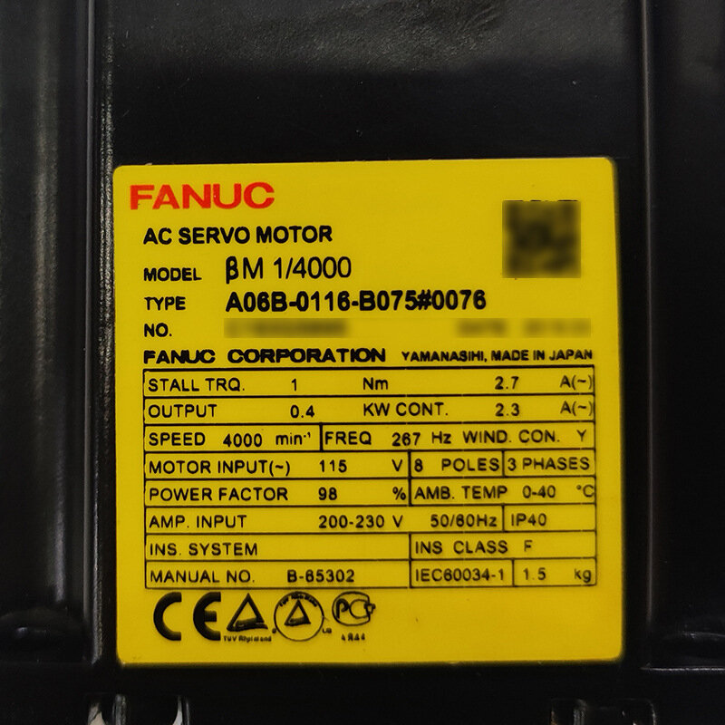 A06B-0116-B075 Fanuc Systems Servo Motor Test OK