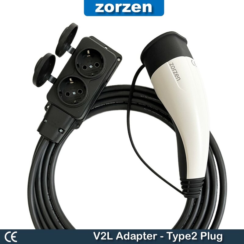 V2L adaptor 3.8 Meter kabel 16A 3.5KW tipe 2 ke Schuko soket untuk MG atau mobil Korea