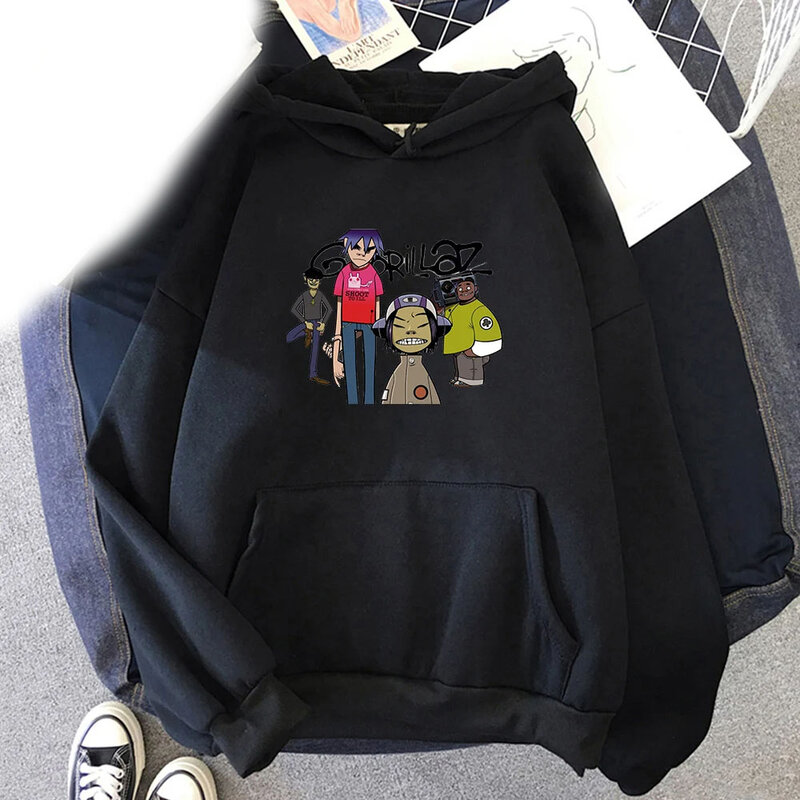 New Band Gorillaz Men's Hoodie Men's and Women's Fashion Simple Long sleeved Pullover Street Trend Harajuku Large Y2k Sweatshirt