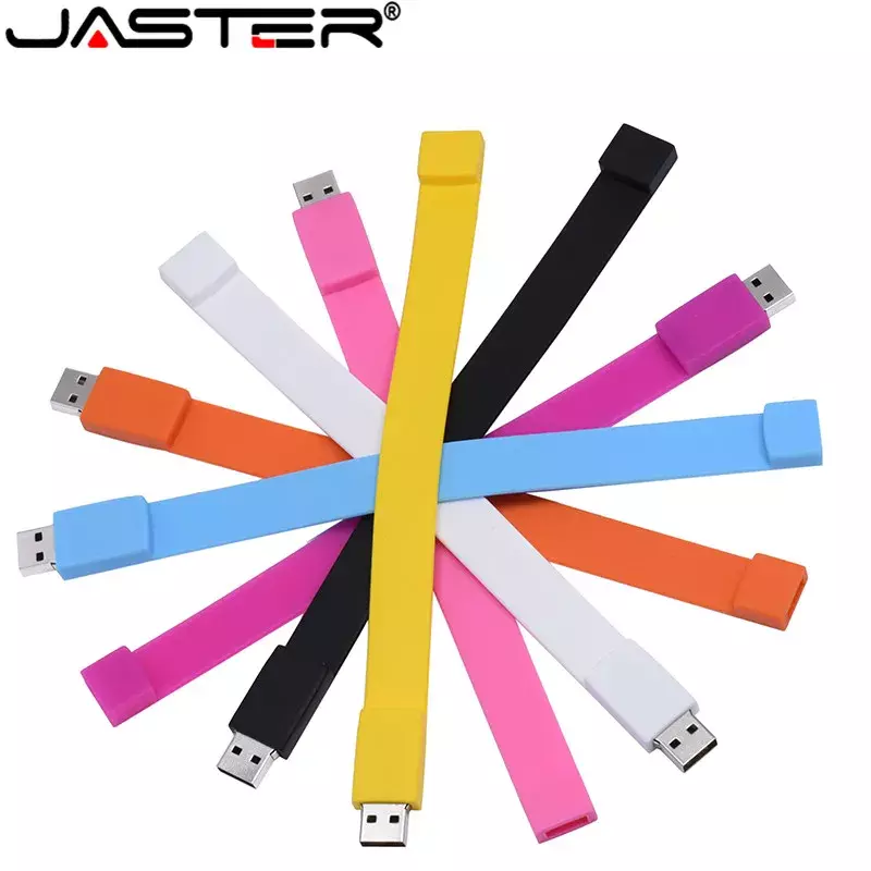 JASTER-Pulseira USB Flash Drives, Pen Drive Vermelho, Presente Criativo para Crianças, Memory Stick, Pink U Disk, Pendrive Preto, 32GB, 64GB, 16GB, 8 GB