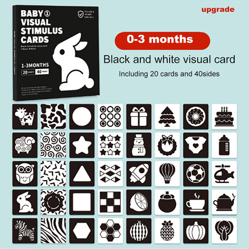 Baby Visual Stimulation Cards Montessori High Contrast Flash Card Infant  Cognition Toy Gift For Children