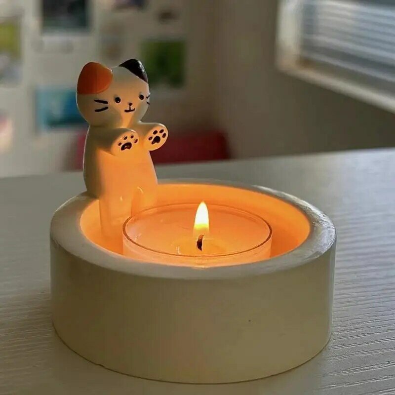 Подсвечник с котенком, согревающий Его лапы, милый ароматизированный держатель для свечей, милый жареный кошка, подсвечник для ароматерапии, настольные украшения