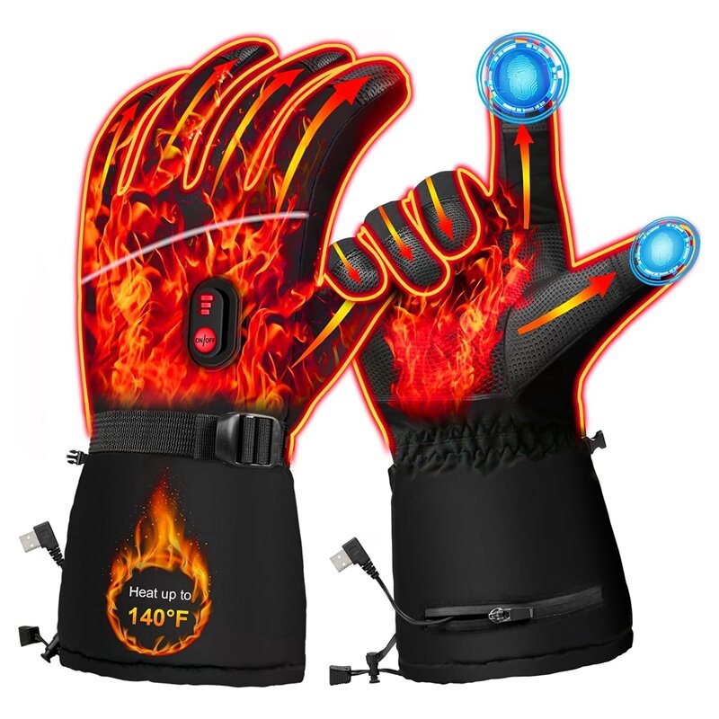 Перчатки с электрическим подогревом, теплые руки, Зимние перчатки для сенсорного экрана, водонепроницаемые перчатки на батарейках для работы на открытом воздухе, простые в использовании