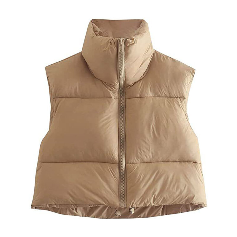 Women Casual Workout Vest Top Cropped Puffer Vest Coat for Vacation Fall Winter Spring
