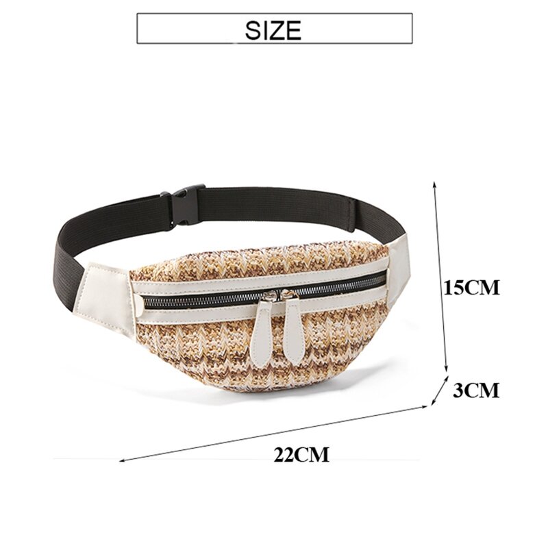 Waist Bag for Women Travel Waist Fanny Pack Holiday Money Belt Wallet Straw Mini Pouch Fashion Summer Chest Bag Color