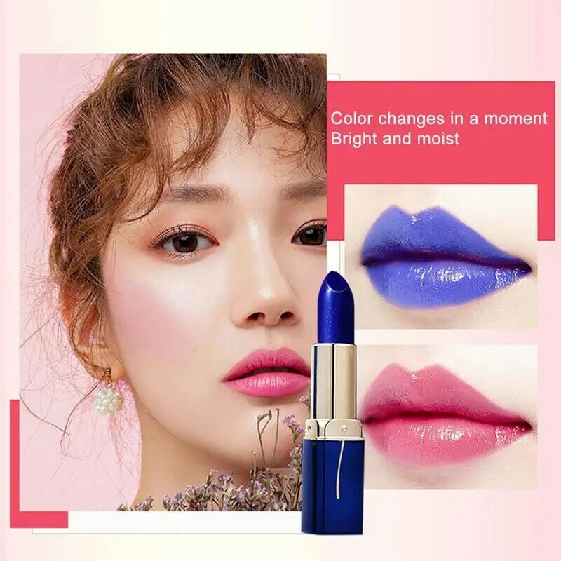 Blue Rose Lipstick Temperature Color Changing Lip Moisturizing Balm  Makeup Lip Gloss Shiny Lipstick Long Lasting  Lip makeup