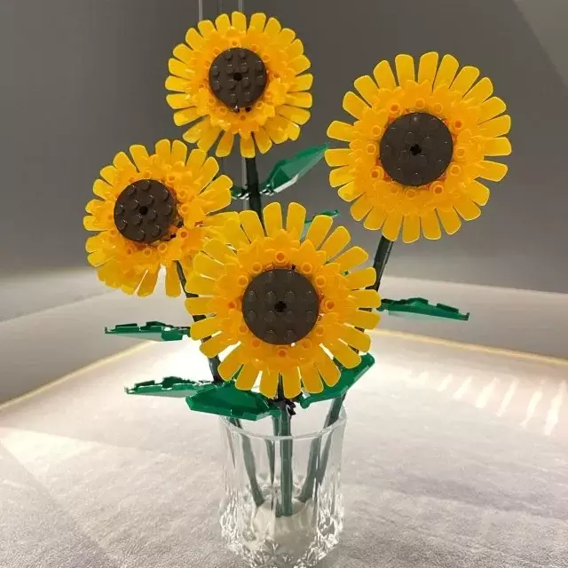 Stadt kreative Sonnenblumen blöcke Pflanze Desktop-Dekoration Bausteine Moc Modell klassische Ziegel Mädchen Spielzeug Geburtstags geschenke