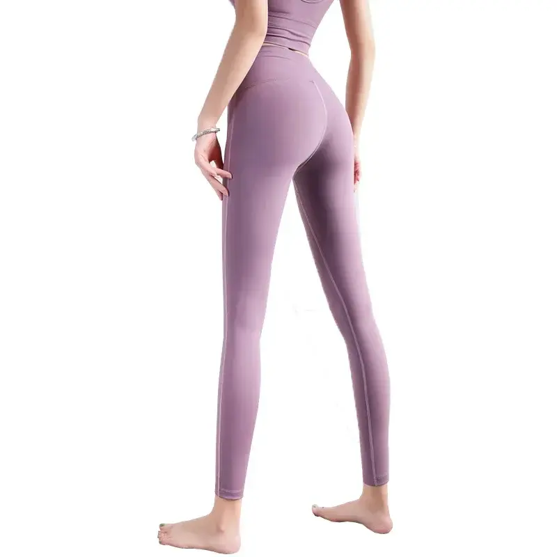 Pantalon de yoga double face, couleur chair, taille haute, pour le sport, le fitness, nouvelle collection
