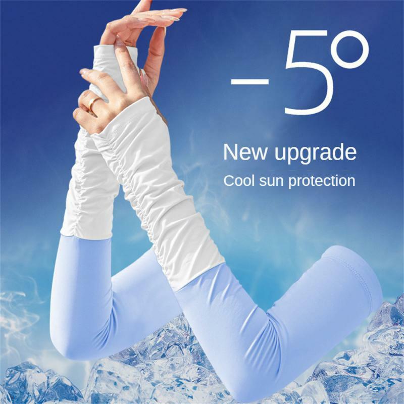 Mangas de microcompresión para enfriamiento de verano, Protector de brazo de tela de seda helada, Protector solar eficiente