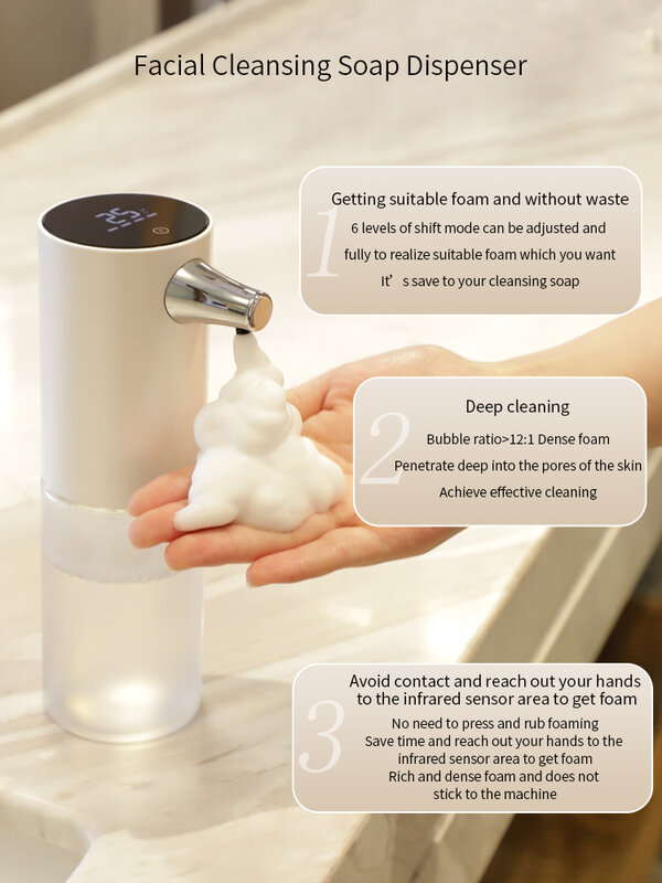 Máquina de espuma automática para lavado de cara, máquina de espuma eléctrica inteligente para lavado de cuerpo, carga de teléfono móvil