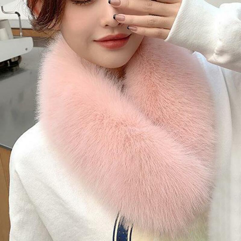 Solid Color Wide Scarf Wrap Warm Clip Buckle Winter Scarf Women Faux Fur Scarf Neck Warmer Fashion Accessories