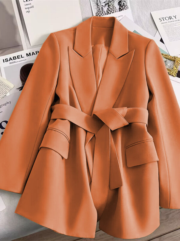 Chaqueta entallada de color Beige para mujer, Blazer elegante para oficina, ropa de abrigo para primavera y otoño