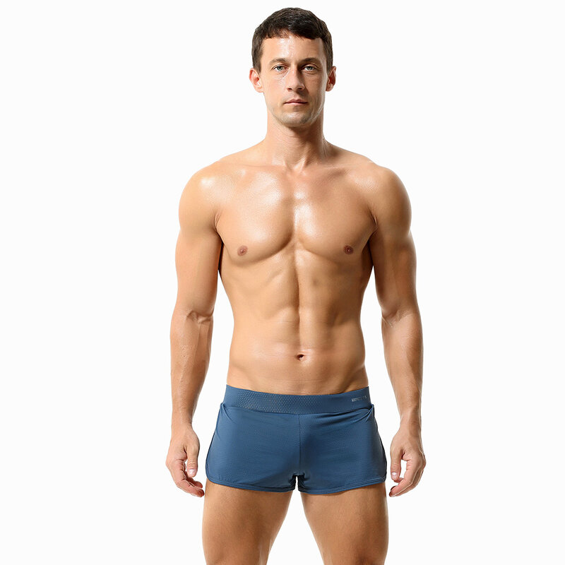 Hot Selling Men's Cotton Loose Fitting Flat Angle Home Sports Fitness Running Shorts, Solid Color Aro Pants With Hip Lift.