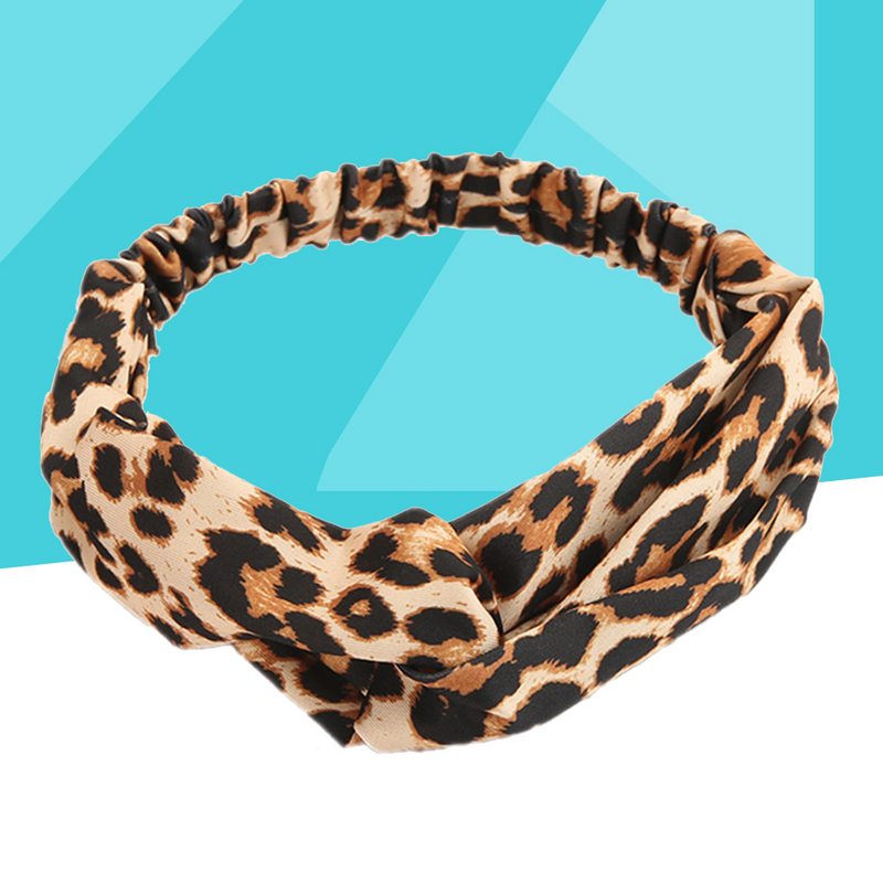 Breite Stirnbänder Leopard Haarband elastische Böhmen Stirnbänder nicht laufende Sport Yoga Kopf bedeckung (Leopard)