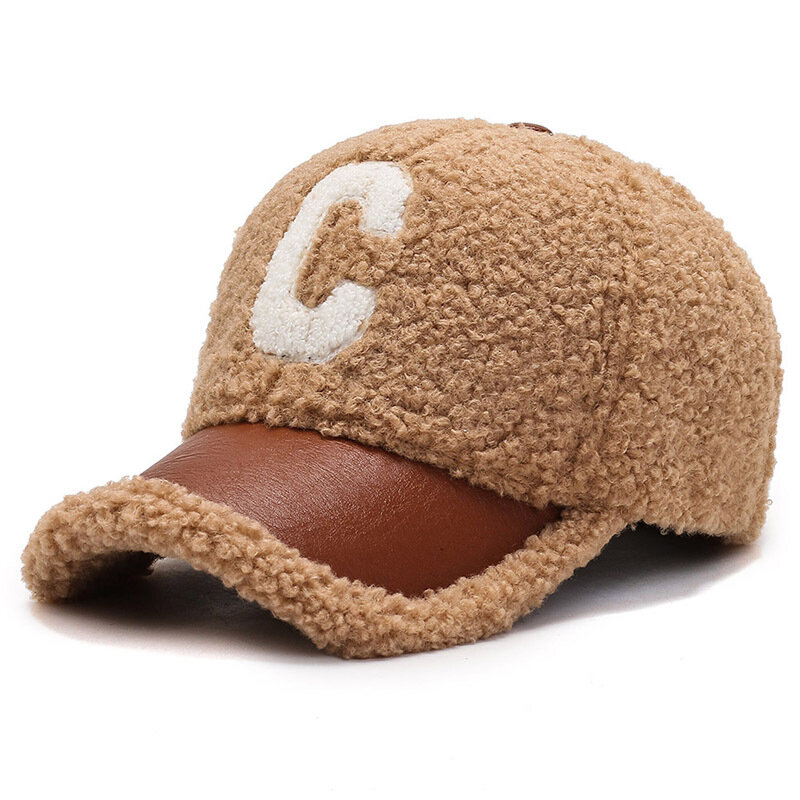 2022 nuovi berretti invernali lettera ricamo lana di agnello berretto da Baseball Teddy Cashmere Warm Capss