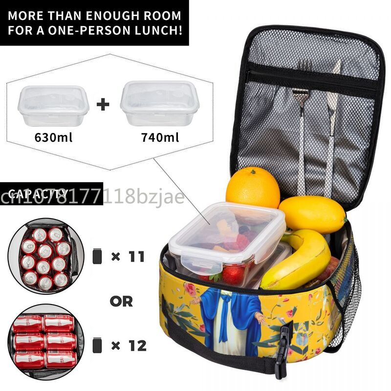 Virgin Mary Mother Of God Blessed Mary Thermal Insulated Lunch Bags for School Portable Food Bag Container Cooler Lunch Boxes