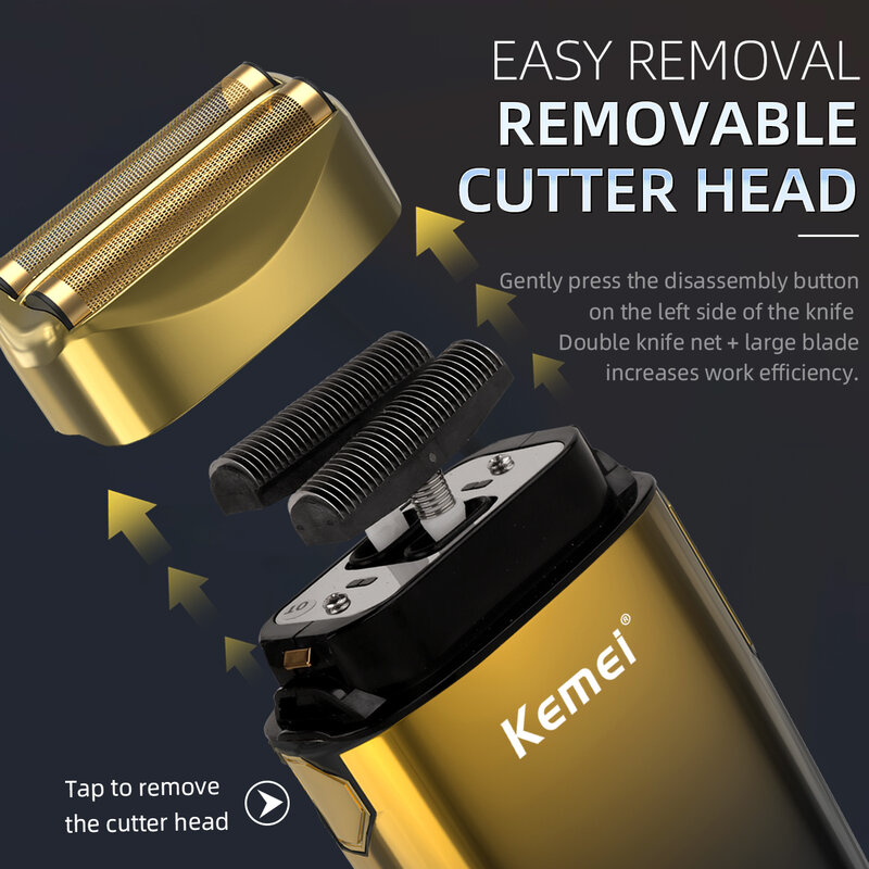 Kemei TX10 alat cukur listrik Pria, pisau cukur jenggot kepala botak dengan layar tampilan LED dapat diisi ulang