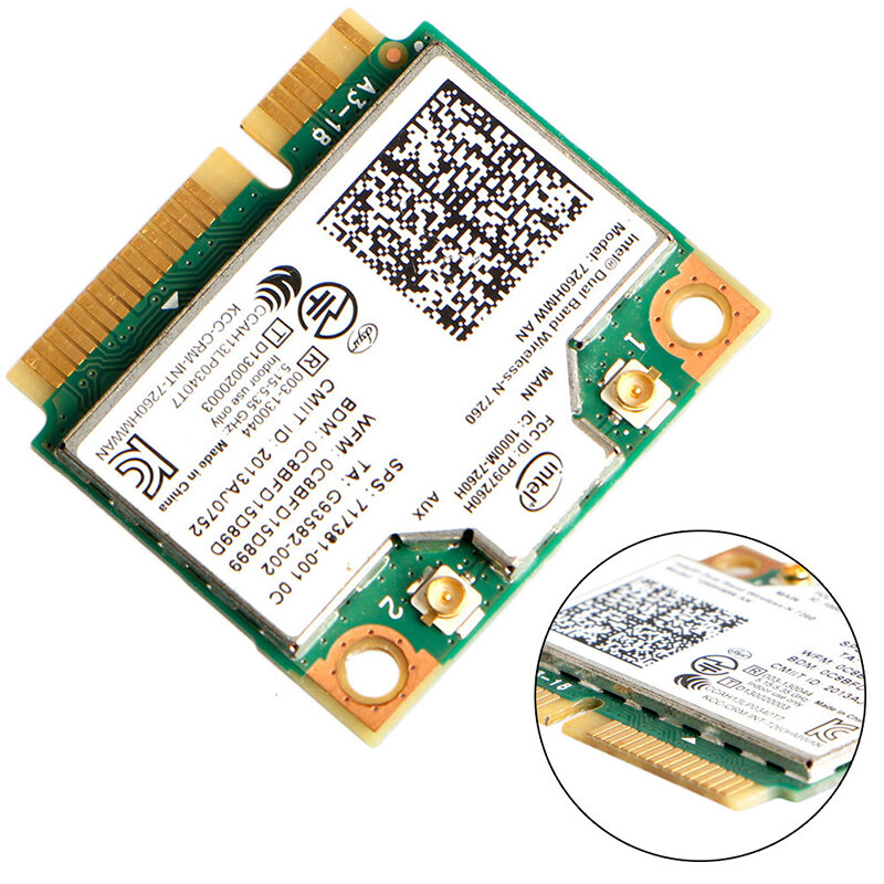 インテル 7260 7260HMW Mini PCI-E 2.4G/5Ghz Wlan Wifi 用デュアルバンドワイヤレスカード