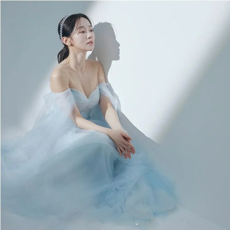 Vestido de noite A-Line de tule feminino, Vestido de cabeçada formal, personalizado, Elegante, Querida, Formal, Coreia, 2024n